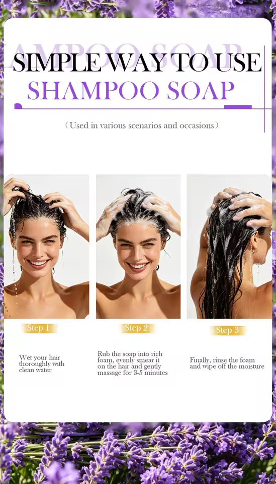 Organic Lavender Cold Pressed Shampoo Soap for Hair Care Without Silicone, Cleanses the Scalp, Nourishes Hair & Controls Oil