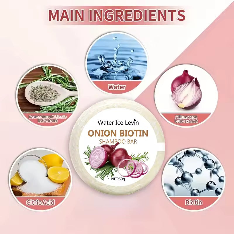 Organic Onion Biotin Cold Pressed Shampoo Soap for Hair Care Without Silicone, Cleanses the Scalp, Nourishes Hair & Controls Oil