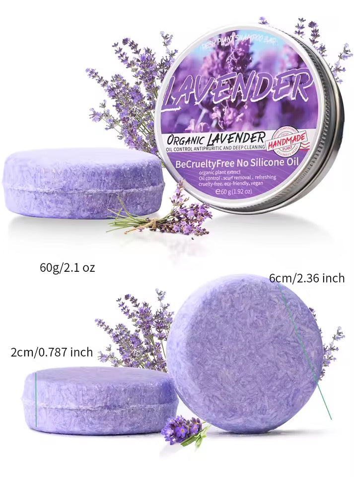 Organic Lavender Cold Pressed Shampoo Soap for Hair Care Without Silicone, Cleanses the Scalp, Nourishes Hair & Controls Oil