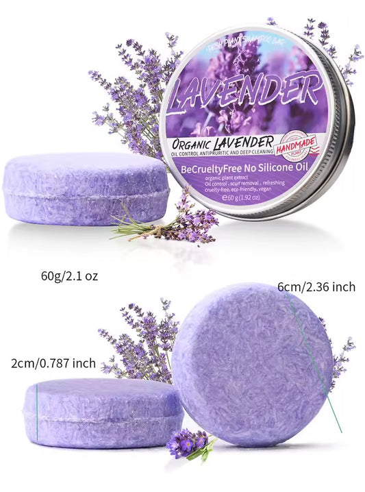 Organic Lavender Cold Pressed Shampoo Soap for Hair Care Without Silicone, Cleanses the Scalp, Nourishes Hair & Controls Oil