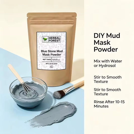 Organic Blue Stone Mud Mask Powder for Skin and Face Ancient Beauty (100 grams)