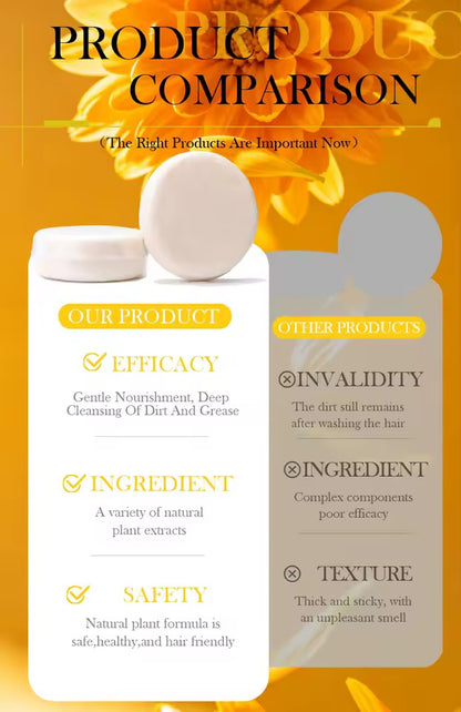 Organic Calendula Cold Pressed Shampoo Soap for Hair Care Without Silicone, Cleanses the Scalp, Nourishes Hair & Controls Oil