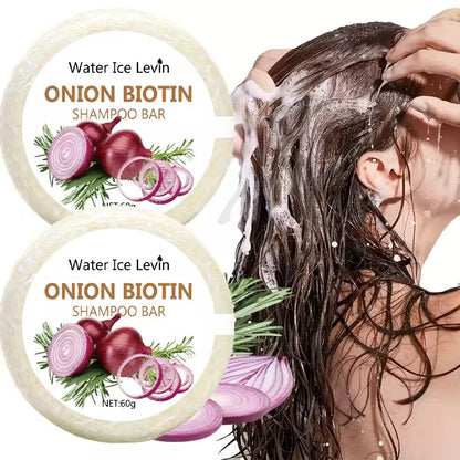 Organic Onion Biotin Cold Pressed Shampoo Soap for Hair Care Without Silicone, Cleanses the Scalp, Nourishes Hair & Controls Oil