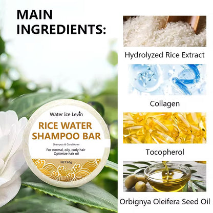 Organic Rice Water Cold Pressed Shampoo Soap for Hair Care Without Silicone, Cleanses the Scalp, Nourishes Hair & Controls Oil