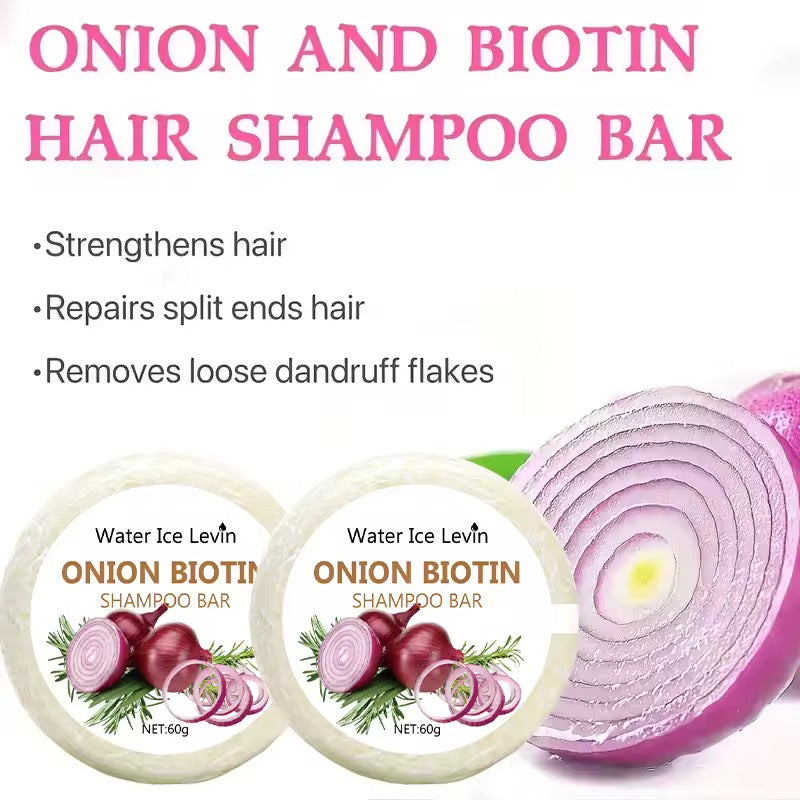 Organic Onion Biotin Cold Pressed Shampoo Soap for Hair Care Without Silicone, Cleanses the Scalp, Nourishes Hair & Controls Oil