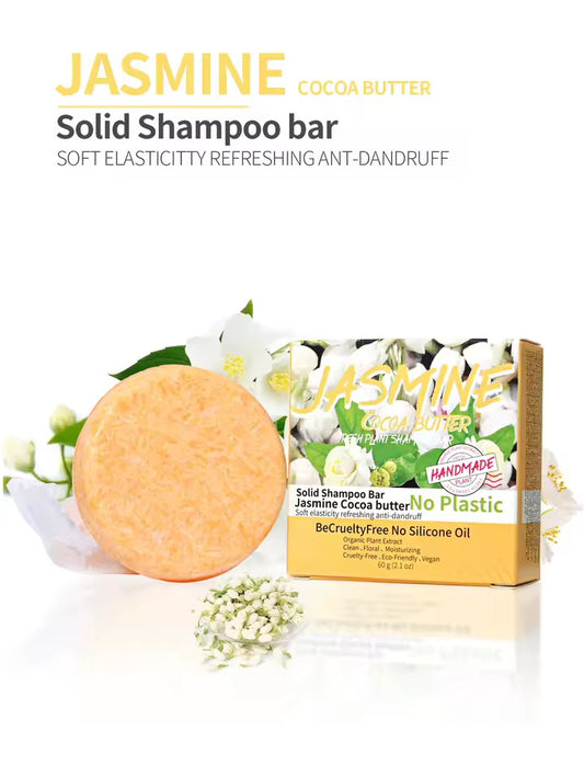 Organic Jasmine Cold Pressed Shampoo Soap for Hair Care Without Silicone, Cleanses the Scalp, Nourishes Hair & Controls Oil