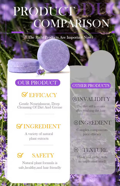 Organic Lavender Cold Pressed Shampoo Soap for Hair Care Without Silicone, Cleanses the Scalp, Nourishes Hair & Controls Oil