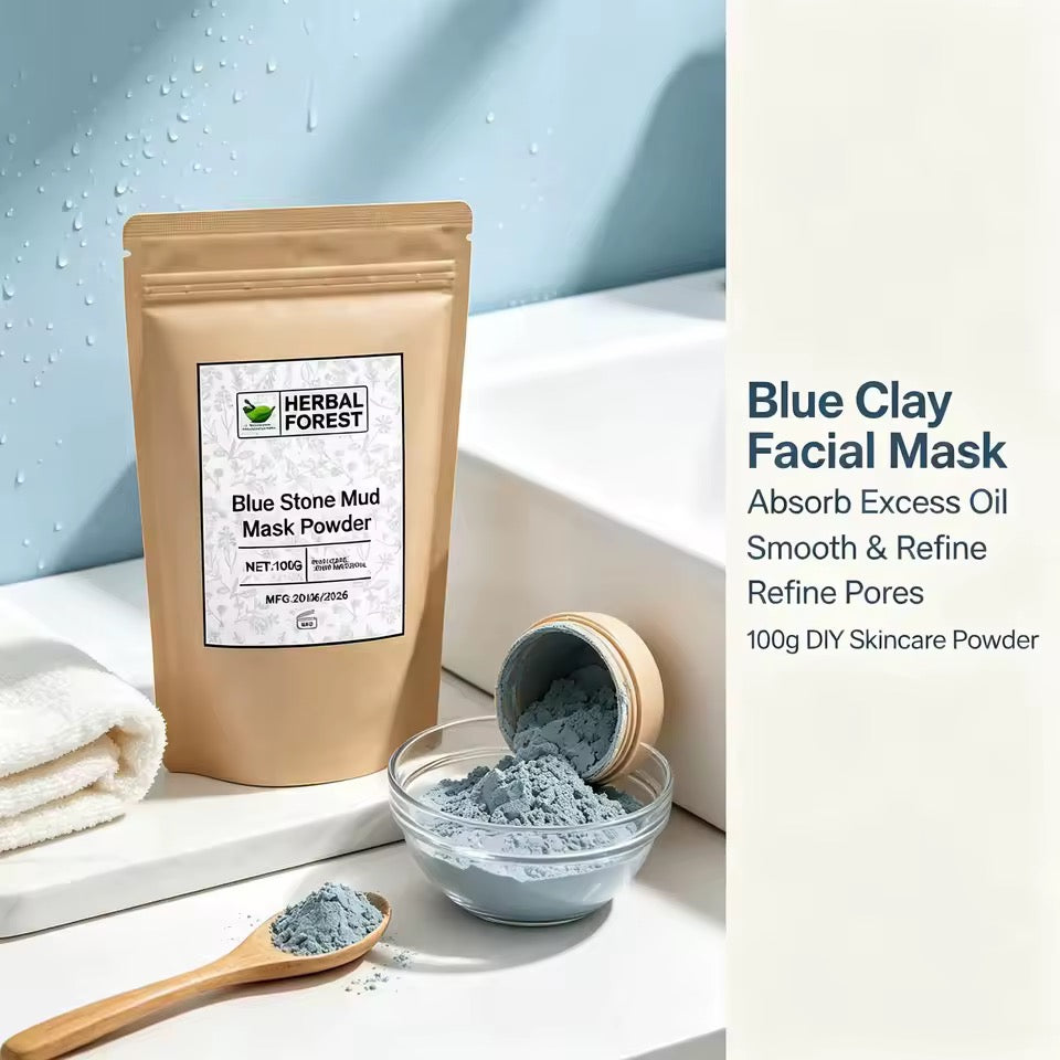 Organic Blue Stone Mud Mask Powder for Skin and Face Ancient Beauty (100 grams)