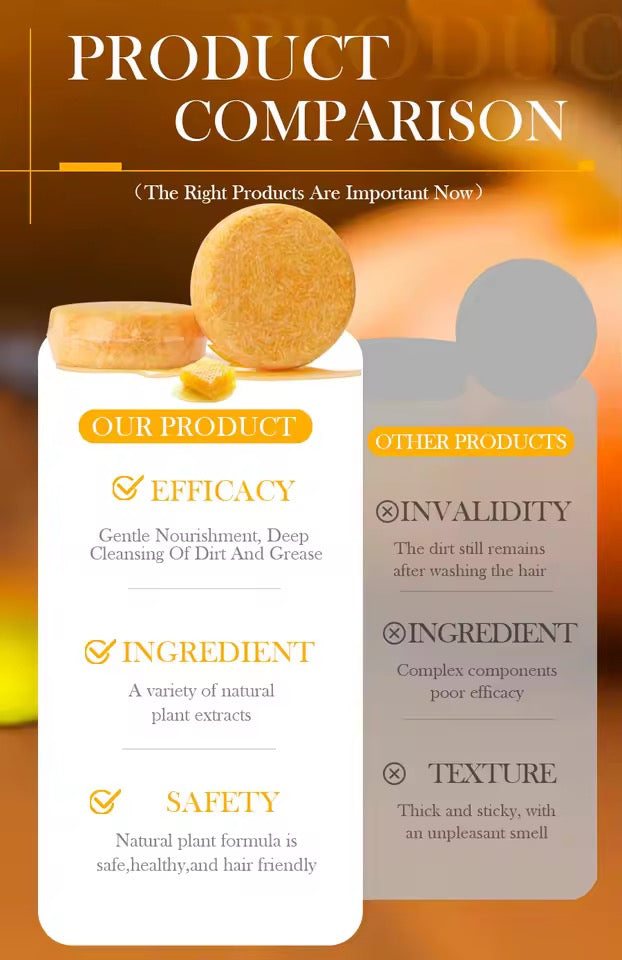 Organic Honey Cold Pressed Shampoo Soap for Hair Care Without Silicone, Cleanses the Scalp, Nourishes Hair & Controls Oil