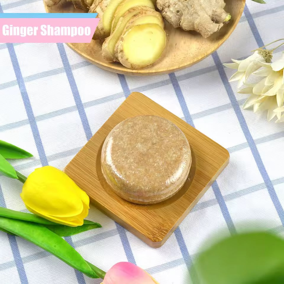 Organic Ginger Cold Pressed Shampoo Soap for Hair Care Without Silicone, Cleanses the Scalp, Nourishes Hair & Controls Oil