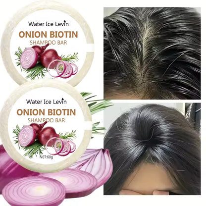Organic Onion Biotin Cold Pressed Shampoo Soap for Hair Care Without Silicone, Cleanses the Scalp, Nourishes Hair & Controls Oil