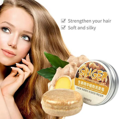 Organic Ginger Cold Pressed Shampoo Soap for Hair Care Without Silicone, Cleanses the Scalp, Nourishes Hair & Controls Oil