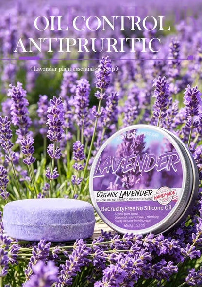 Organic Lavender Cold Pressed Shampoo Soap for Hair Care Without Silicone, Cleanses the Scalp, Nourishes Hair & Controls Oil
