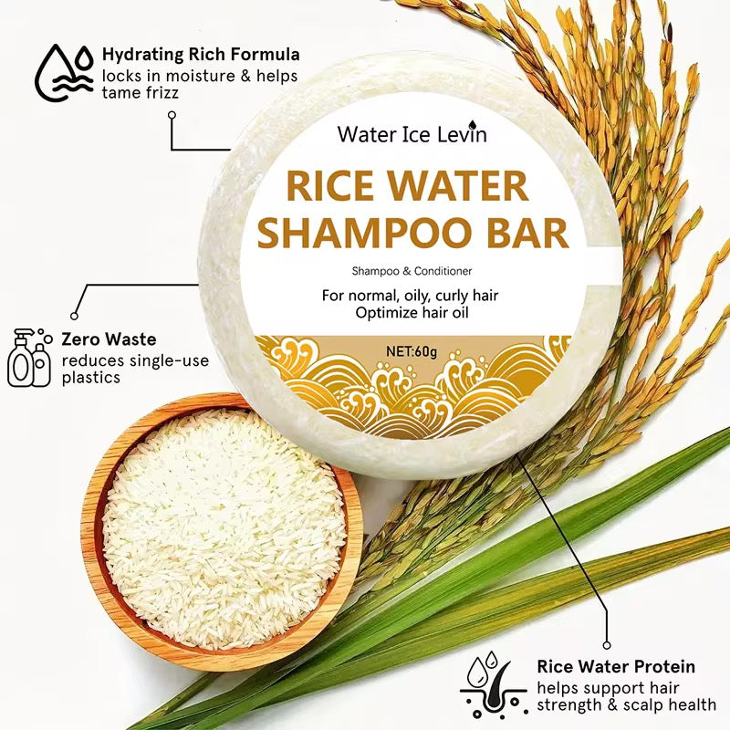 Organic Rice Water Cold Pressed Shampoo Soap for Hair Care Without Silicone, Cleanses the Scalp, Nourishes Hair & Controls Oil