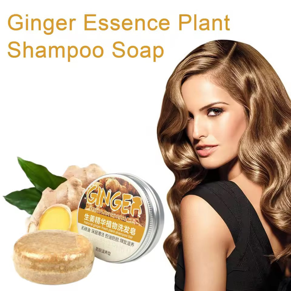 Organic Ginger Cold Pressed Shampoo Soap for Hair Care Without Silicone, Cleanses the Scalp, Nourishes Hair & Controls Oil