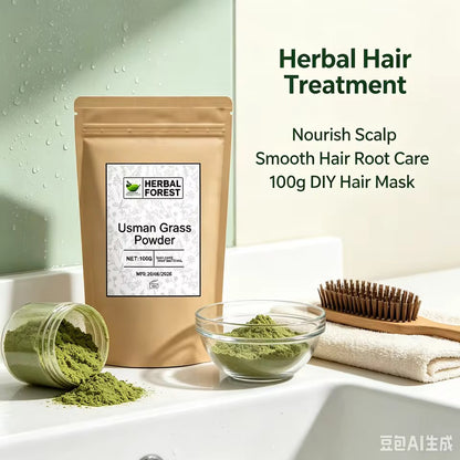 Organic Usman Grass Powder for Hair Ancient Beauty (100 grams)