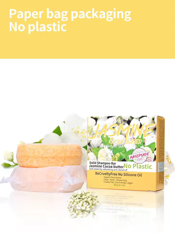Organic Jasmine Cold Pressed Shampoo Soap for Hair Care Without Silicone, Cleanses the Scalp, Nourishes Hair & Controls Oil