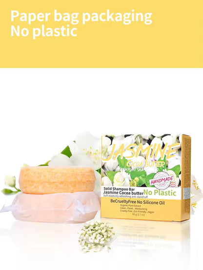 Organic Jasmine Cold Pressed Shampoo Soap for Hair Care Without Silicone, Cleanses the Scalp, Nourishes Hair & Controls Oil