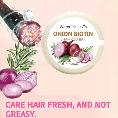 Organic Onion Biotin Cold Pressed Shampoo Soap for Hair Care Without Silicone, Cleanses the Scalp, Nourishes Hair & Controls Oil