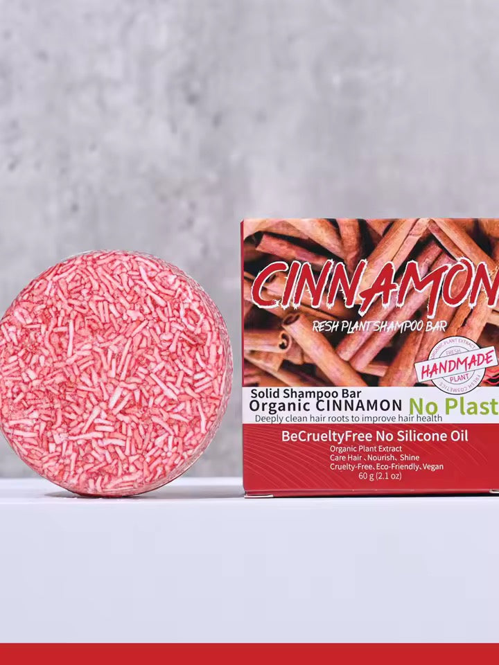 Organic Cinnamon Cold Pressed Shampoo Soap for Hair Care Without Silicone, Cleanses the Scalp, Nourishes Hair & Controls Oil