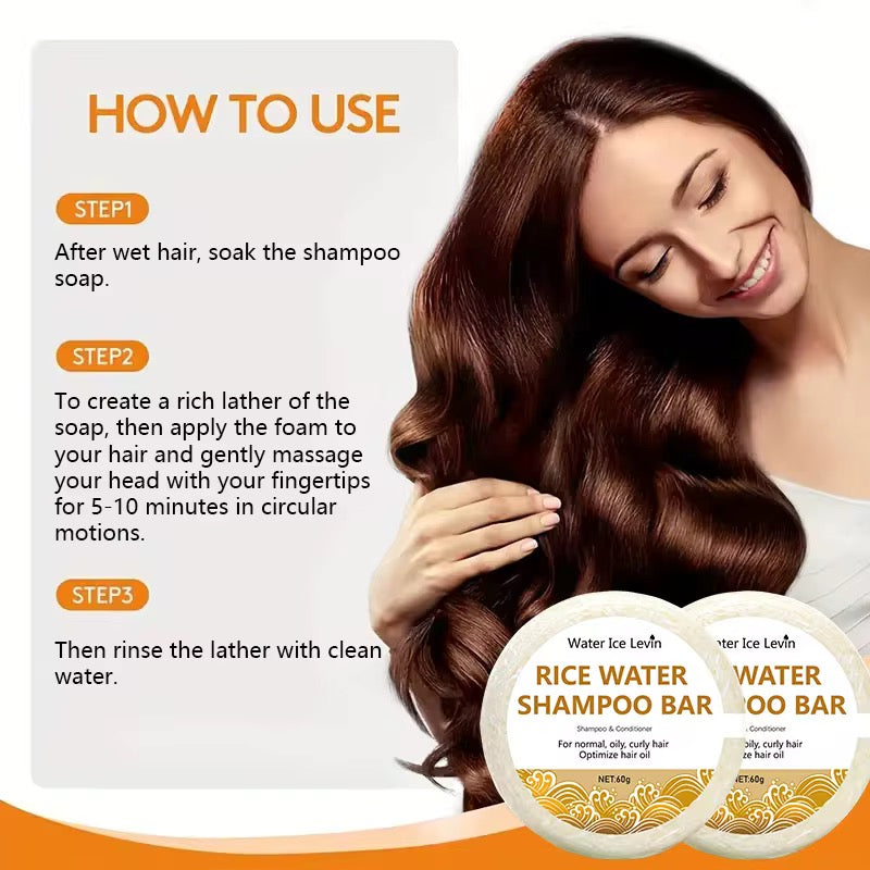 Organic Rice Water Cold Pressed Shampoo Soap for Hair Care Without Silicone, Cleanses the Scalp, Nourishes Hair & Controls Oil
