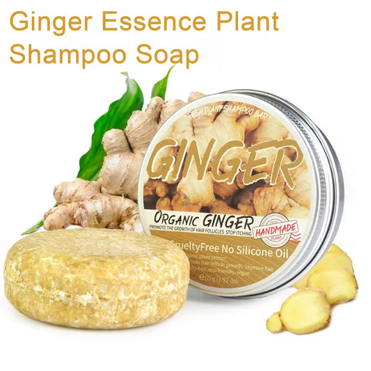 Organic Ginger Cold Pressed Shampoo Soap for Hair Care Without Silicone, Cleanses the Scalp, Nourishes Hair & Controls Oil