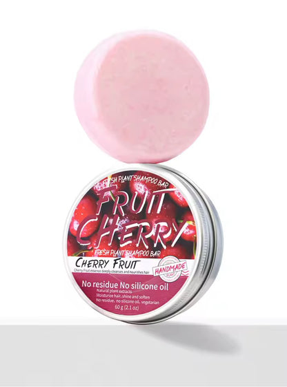 Organic Fruit Cherry Cold Pressed Shampoo Soap for Hair Care Without Silicone, Cleanses the Scalp, Nourishes Hair & Controls Oil